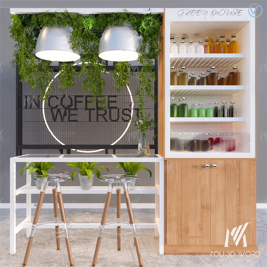 Modern cafe bar bar counter 3d model